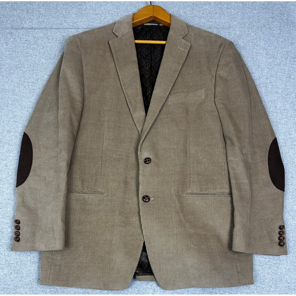 Chaps Corduroy Blazer Mens 42R Tan Elbow Patches Sport Coat